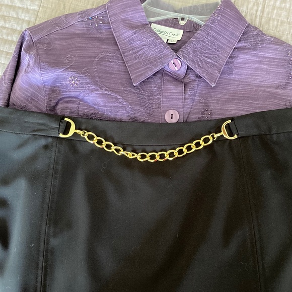 BLACK Mini Skirt with Gold Chain Accent - Picture 6 of 7